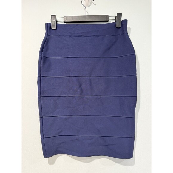 BCBGMaxazria Skirt Womens Medium Navy Stretch Bandage Bodycon Going Out Work - Picture 2 of 5